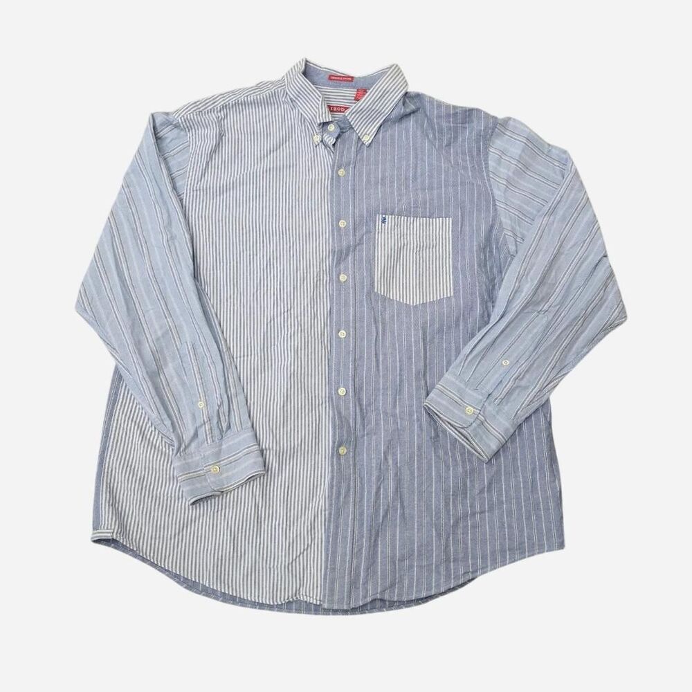 Izod Cambridge Oxford Men's Size XL Striped Color block Button Down Shirt Y2k